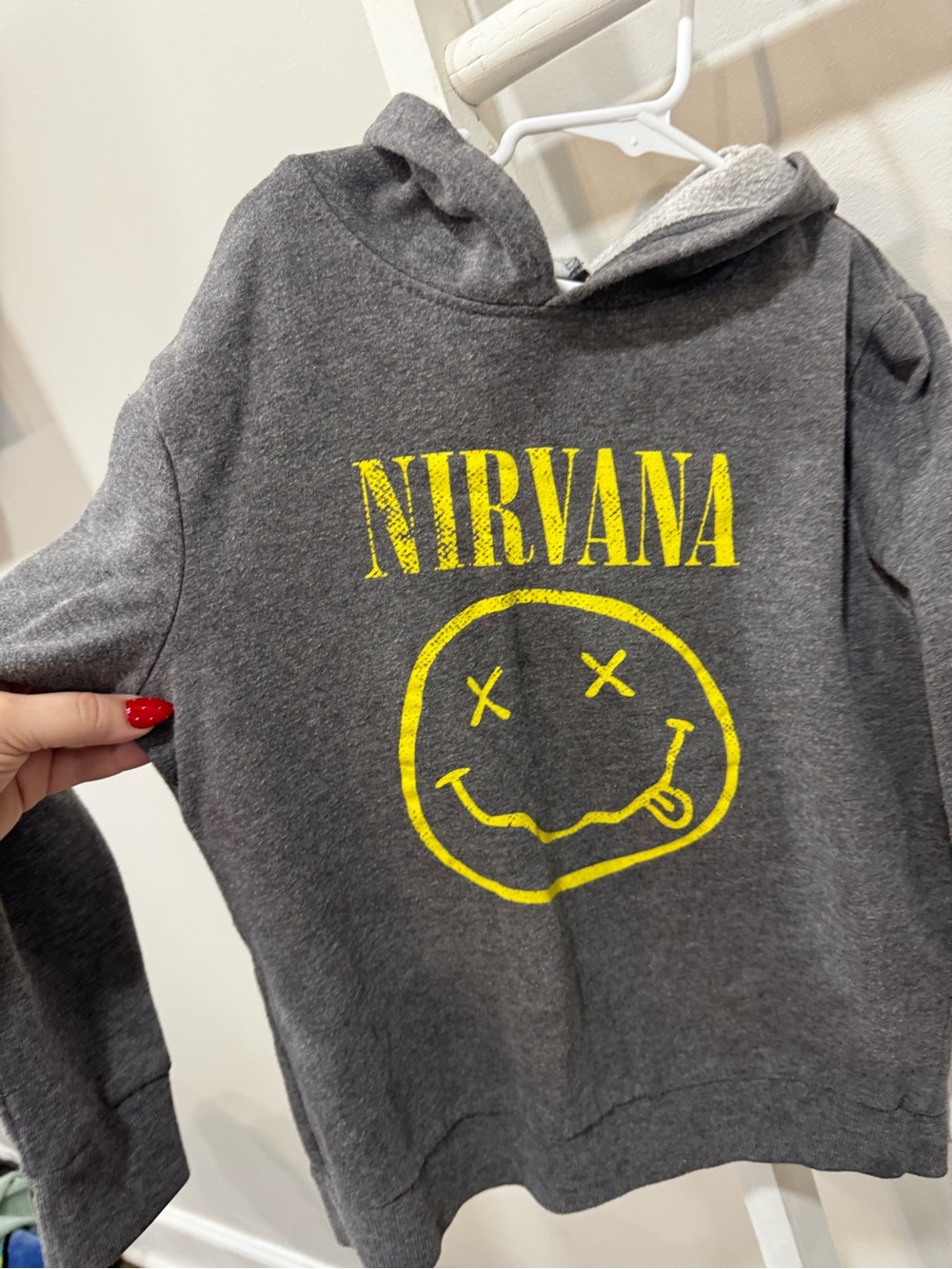 NIRVANA Charcoal Hoodie with Yellow Logo